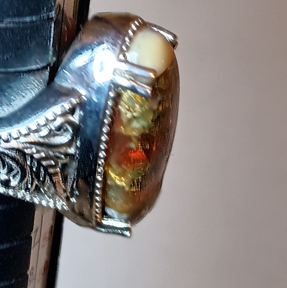 Size 7**Elongated Matrix Fire Opal Ring - Picture 9 of 13